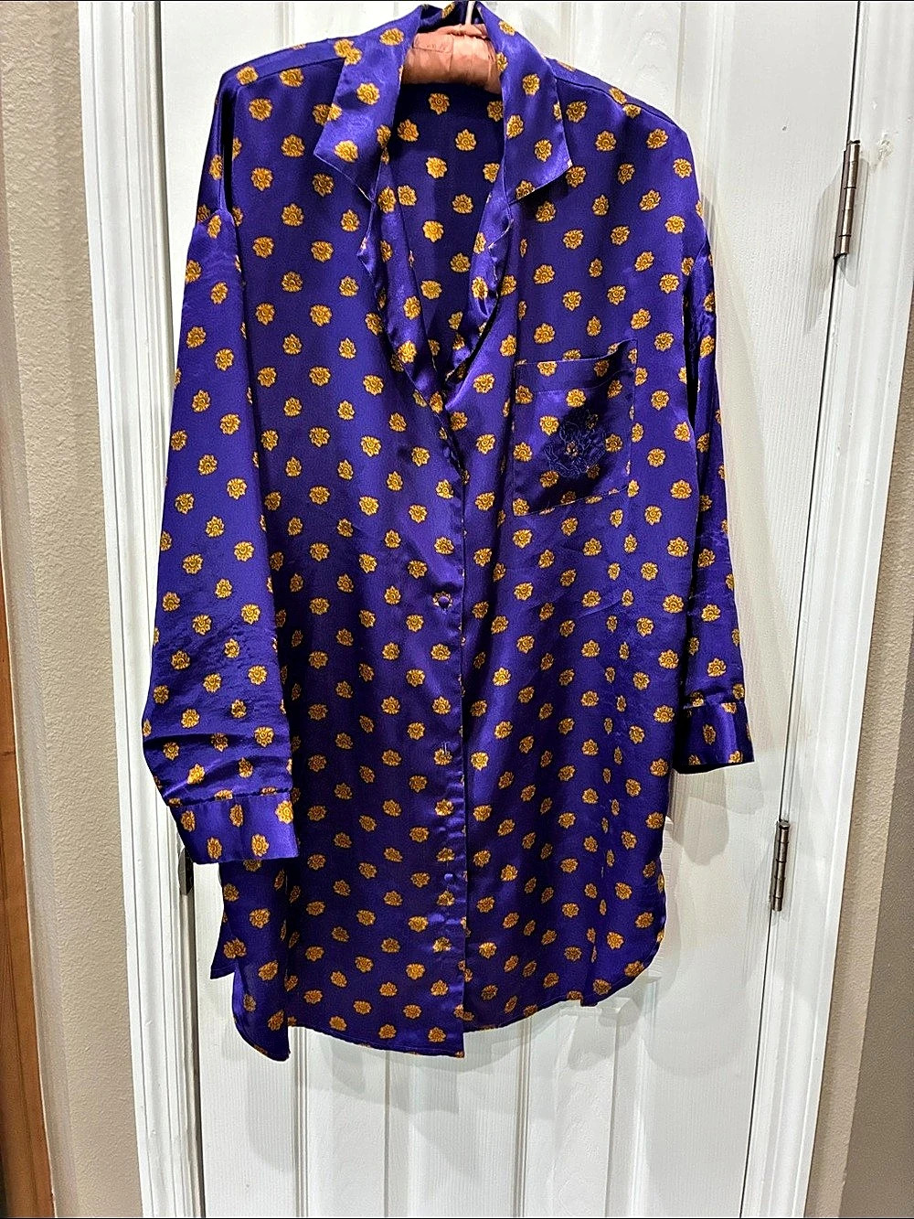 Victoria's Secret Paisley Button Down Shirt in Purple & Orange Size Medium